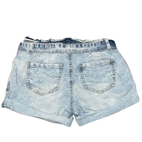 Blue Spice Paper Bag Rolled Hem Jean Shorts - Picture 7 of 9